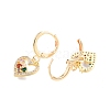 Colorful Cubic Zirconia Heart Dangle Leverback Earrings EJEW-N012-90-3