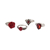 9Pcs 9 Styles Alloy Spider Web & Rose & Heart Finger Rings Sets for Women PW-WG0828C-01-5