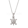 Brass Micro Pave Clear Cubic Zirconia Tortoise Pendant 304 Stainless Steel Cable Chain Necklaces for Women NJEW-JN05903-02-2