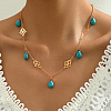 Natural Turquoise Teardrop Bib Necklaces NA8254-1