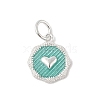 925 Sterling Silver Enamel Flat Round with Heart Charms with Jump Rings and 925 Stamp STER-D288-04S-04-1