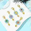 Flat Round with Evil Eye Resin & Glass Seed Pendant Decorations HJEW-MZ00095-01-2