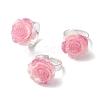 Glitter Powder Rose Resin Finger Rings RJEW-JR00731-01-1