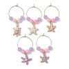 Turtle/Starfish Alloy Enamel Wine Glass Charms AJEW-JO00199-1