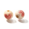 Valentine's Day Element Printed Wood Beads WOOD-R002-01-33-2