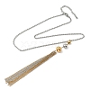 304 Stainless Steel Ball Chain Round Ball Tassel Necklaces for Women NJEW-G173-02C-GP-2