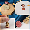 1Pc Golden Tone Brass Wax Seal Stamp Head with Bamboo Stick Shaped Handle STAM-CP0001-04H-6