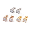 6 Pairs Cubic Zirconia Flat Round Stud Earrings EJEW-G291-05D-M-2