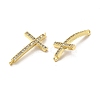 Brass Micro Pave Clear Cubic Zirconia Connector Charms KK-E068-VB332-3