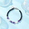 Natural Rose Quartz & Glass Round Beaded Bracelets for Women BJEW-JB12210-02-1