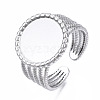 304 Stainless Steel Open Cuff Finger Ring Cabochon Settings STAS-T060-06P-3