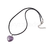 Natural Amethyst Heart Pendant Neckalces NJEW-JN05088-4