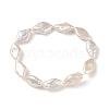 Natural Baroque Keshi Pearl Rhombus Beaded Stretch Bracelet for Women BJEW-JB08911-1