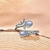 Teardrop & Dragonfly Bohemian Style Zinc Alloy with Natural Moonstone Cuff Rings for Women FS-WGB4FBF-01-4