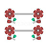 304 Stainless Steel Red Cubic Zirconia Nipple Barbells WG1DC98-10-1