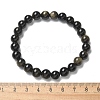 Natural Golden Sheen Obsidian Bead Stretch Bracelets X-BJEW-K212-B-020-7