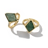 Rhombus Natural Green Aventurine Finger Rings RJEW-B113-01G-03-4