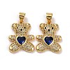 Brass Micro Pave Cubic Zirconia Pendants KK-K258-24D-G-RS-1