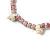 Natural Rhodonite & Cherry Quartz Beaded Charm Bracelets BJEW-JB11517-02-3