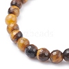 Faceted Round Natural Tiger Eye & Lapis Lazuli & Amethyst Beads Stretch Bracelets Set BJEW-JB07082-5