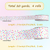 4Rolls 2 Styles Printed Polyester Grosgrain Ribbons OCOR-GF0004-70-2