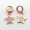 Brass Micro Pave Cubic Zirconia Star Pendants ZIRC-N009-02RG-1