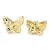 Butterfly with Star Rack Plating Brass Micro Pave Clear Cubic Zirconia Stud Earrings for Women EJEW-A045-06G-1