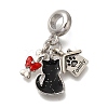 Rack Plating Alloy Red & Black Enamel European Dangle Charms PALLOY-P307-24P-1