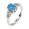 Oval Natural Apatite Adjustable Rings RJEW-Q819-01P-07-2