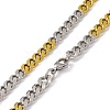 Two Tone Vacuum Plating 201 Stainless Steel Cuban Link Chain Necklace with 304 Stainless Steel Clasps for Men Women NJEW-M194-01A-GP-3