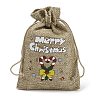 Christmas Printed Burlap Packing Pouches Drawstring Bags ABAG-Q053-02A-12-3