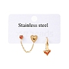 304 Stainless Steel Heart Stud Earring & Hoop Earring Sets EJEW-K268-93G-01-3-4