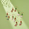 Christmas Theme Alloy Enamel Dangle Earrings with Resin Beaded EJEW-JE05024-2