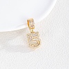 Brass Clear Cubic Zirconia European Dangle Charms LS-KK-R003-01G-05-1