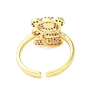 Bear Cubic Zirconia Open Cuff Ring RJEW-F145-01G-3