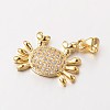 Crab Brass Micro Pave Cubic Zirconia Charms ZIRC-L035-65G-FF-1