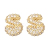 Brass Micro Pave Cubic Zirconia Stud Earrings EJEW-Z091-04G-S-2