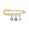 Rack Plating Brass Enamel Evil Eye Charms Safety Pin Brooch JEWB-BR00092-1