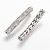 Brass Micro Pave Cubic Zirconia Tube Beads ZIRC-N025-60P-1