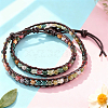Natural Indian Agate Round Beaded Bracelets BJEW-WH20001-14A-3