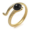 Natural Dyed & Heated Black Agate Finger Rings RJEW-U027-04G-08-1