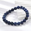 Natural Lapis Lazuli(Dyed) Beaded Stretch Bracelet BJEW-F203-06-5