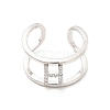 Clear Cubic Zirconia Initial Letter Open Cuff Ring RJEW-A012-01P-H-1