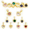7Pcs 7 Colors Brass with Cubic Zirconia Charms KK-TA0008-37-1