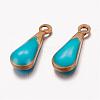 Antique Golden Plated Brass Enamel Teardrop Charms KK-Q571-01C-2