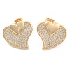 Brass Pave Cubic Zirconia Stud Earrings EJEW-U005-08G-1