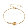 Brass Micro Pave Cubic Zirconia Birthday Flower Link Bracelets BJEW-U031-01G-11-4