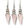 Natural Rose Quartz Pointed Dowsing Pendulums AJEW-P113-01P-03-1