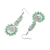 Alloy with Glass with Green Aventurinee & Tourmaline & Apatite Dangle Earrings EJEW-MZ00218-5