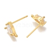 Brass Clear Cubic Zirconia Stud Earrings Finding for Women EJEW-B107-19G-2